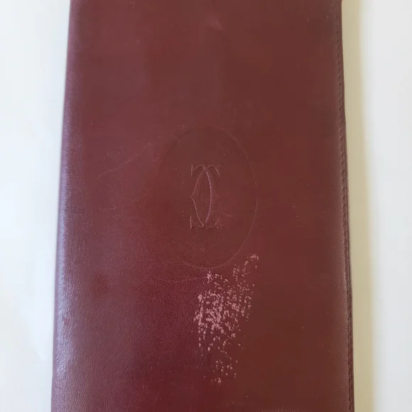 Cartier Paris Burgundy Leather Long Bifold Wallet with Gold Accents - Picture 2 of 8